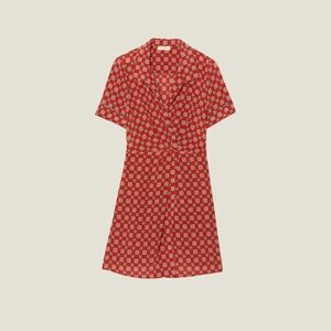 Sandro Red and Cream Checkered Mini Dress